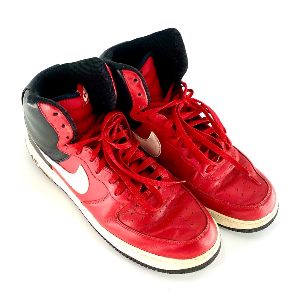 Nike Men's Athletic High-Top Sneakers in Red, White & Black
